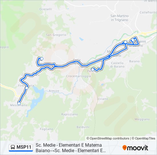 Percorso linea bus MSP11