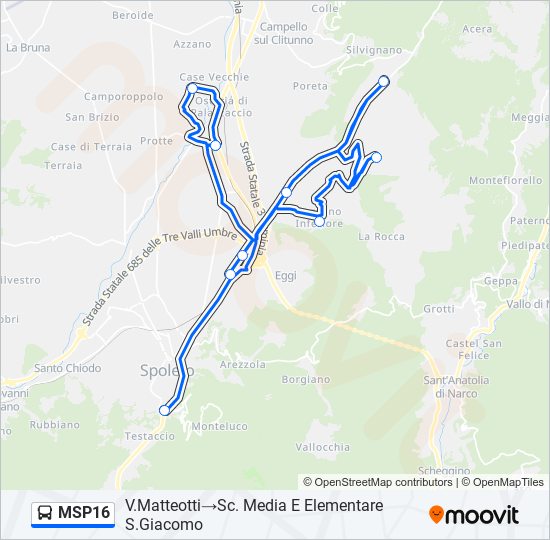 Percorso linea bus MSP16