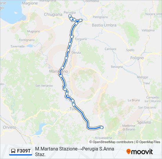 Percorso linea bus F309T