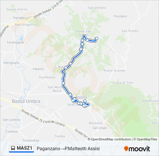 MASZ1 bus Line Map