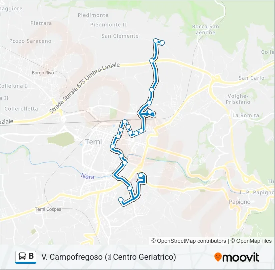 B Bus Line Map