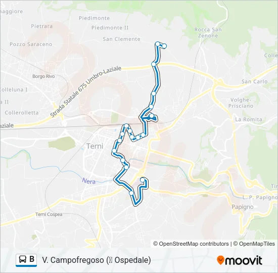 B Bus Line Map