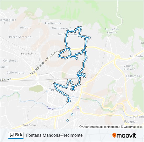 Percorso linea bus B/A