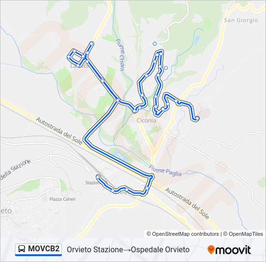 Percorso linea bus MOVCB2