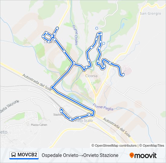 Percorso linea bus MOVCB2