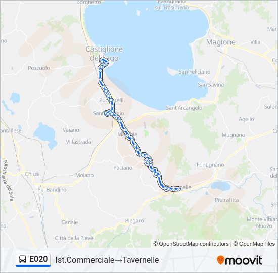 Percorso linea bus E020