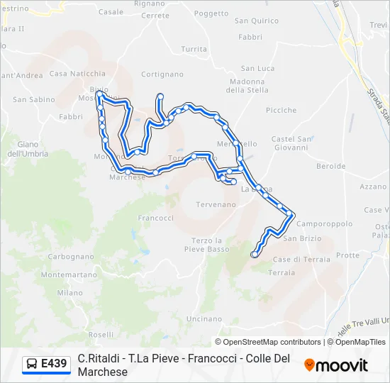 Percorso linea bus E439