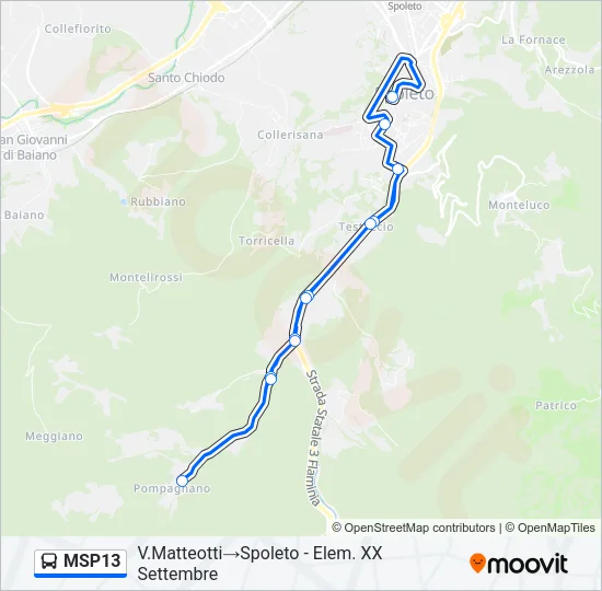Percorso linea bus MSP13
