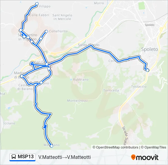 Percorso linea bus MSP13