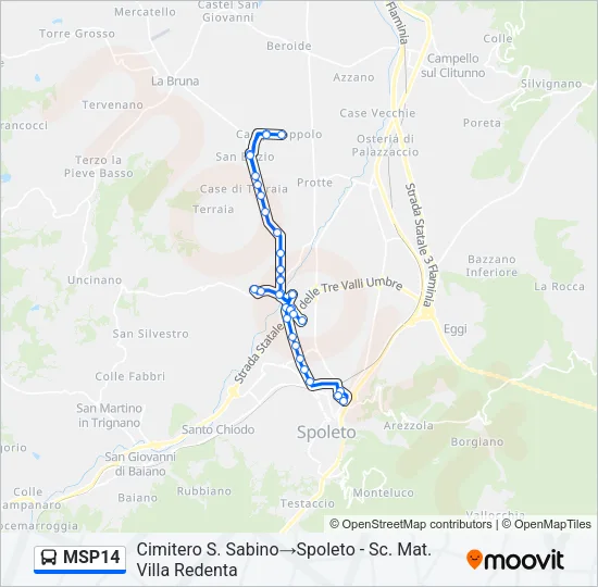 Percorso linea bus MSP14