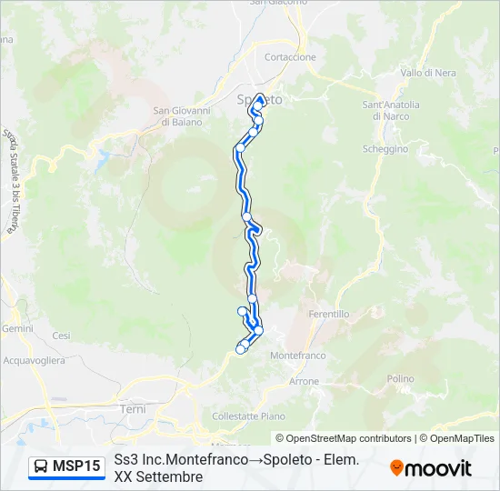 Percorso linea bus MSP15