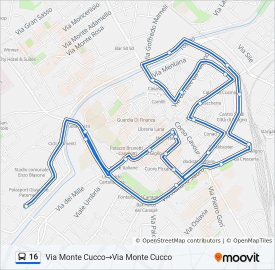 Percorso linea bus 16