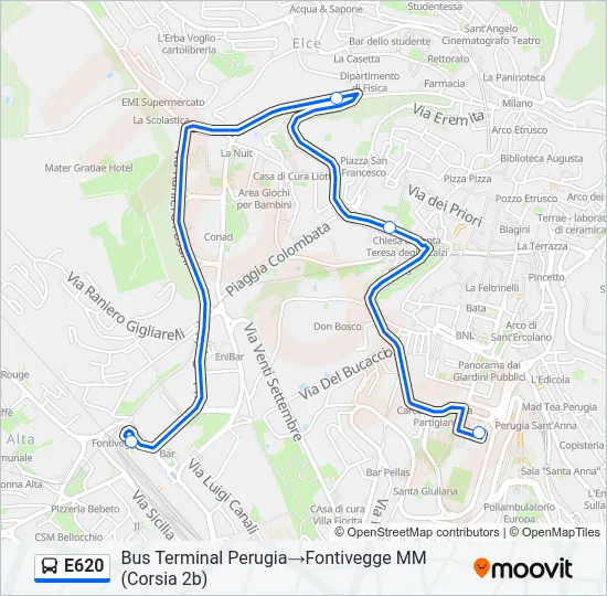 E620 Bus Line Map