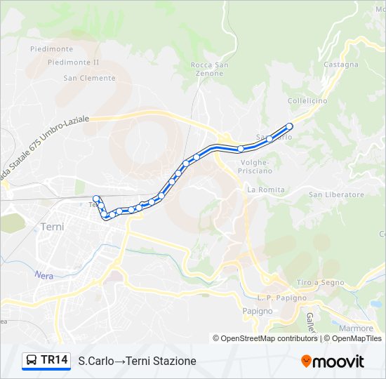 Percorso linea bus TR14