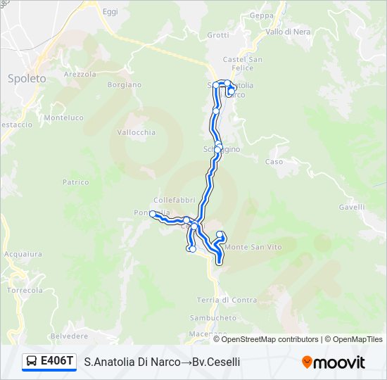 Percorso linea bus E406T