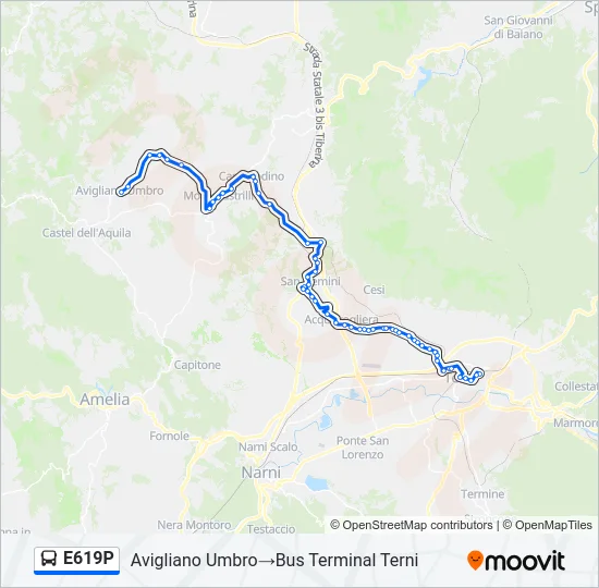 E619P Bus Line Map