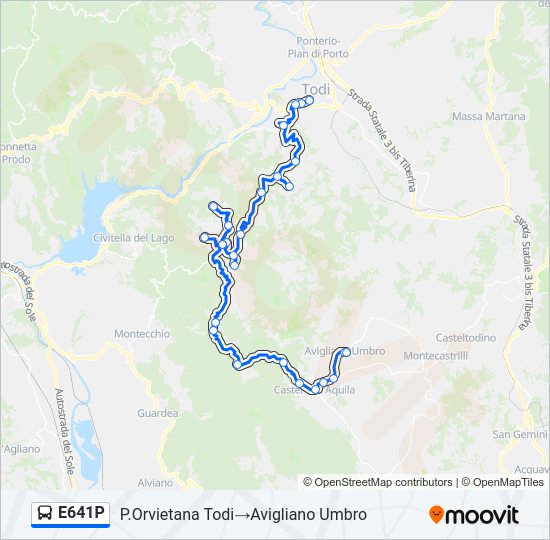 Percorso linea bus E641P