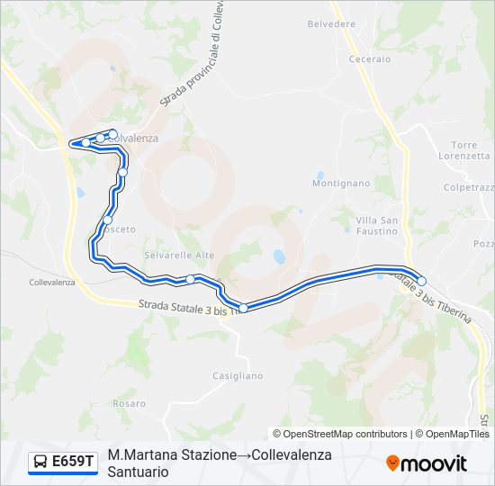 Percorso linea bus E659T