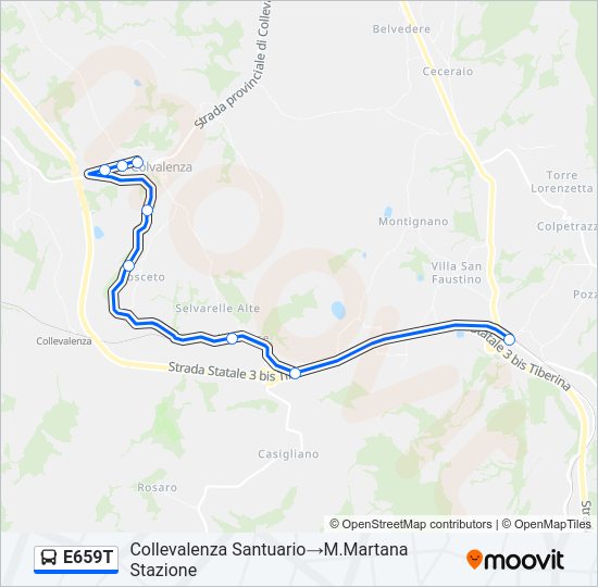 Percorso linea bus E659T