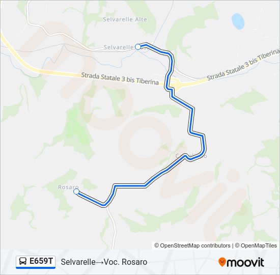 Percorso linea bus E659T