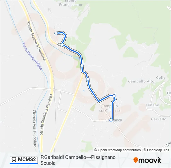 Percorso linea bus MCMS2
