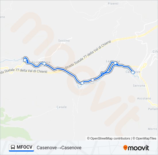 Percorso linea bus MFOCV