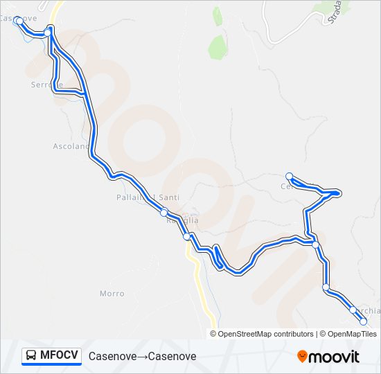 Percorso linea bus MFOCV