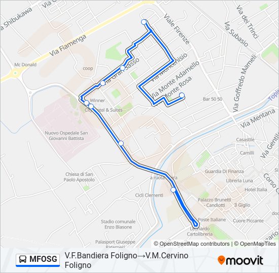 Percorso linea bus MFOSG