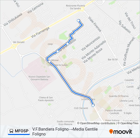 Percorso linea bus MFOSP