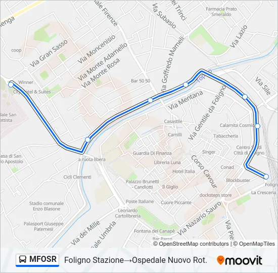 Percorso linea bus MFOSR