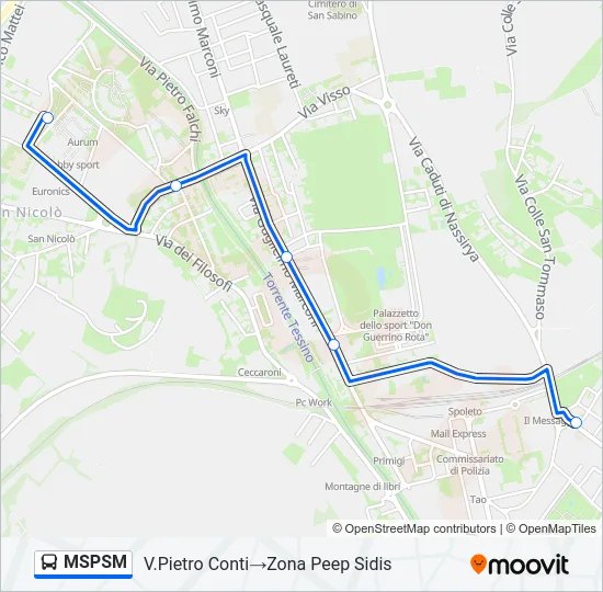 Percorso linea bus MSPSM