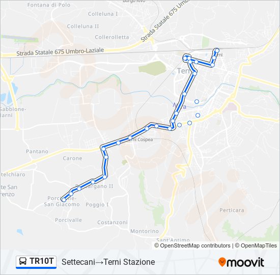 Percorso linea bus TR10T