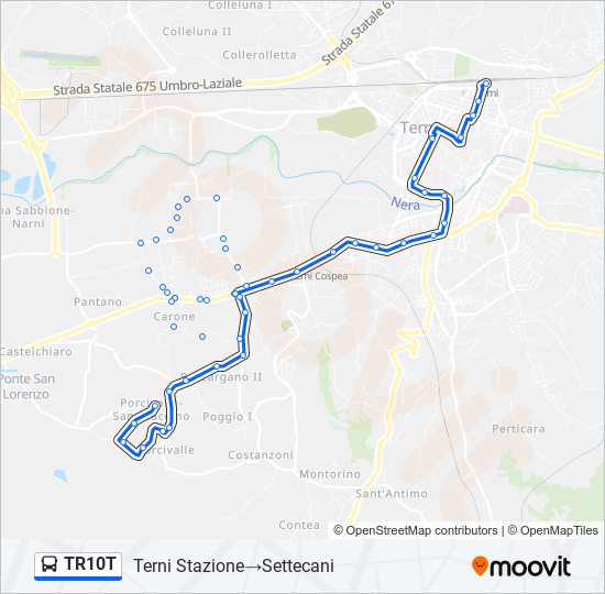 Percorso linea bus TR10T