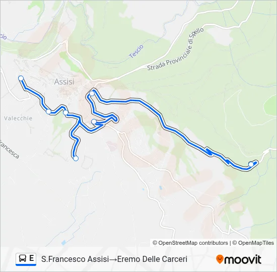 Percorso linea bus E