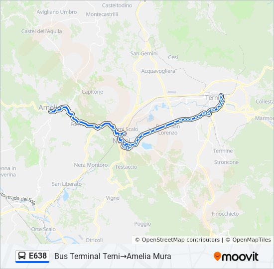 E638 bus Line Map