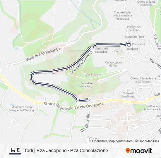 Percorso linea bus E
