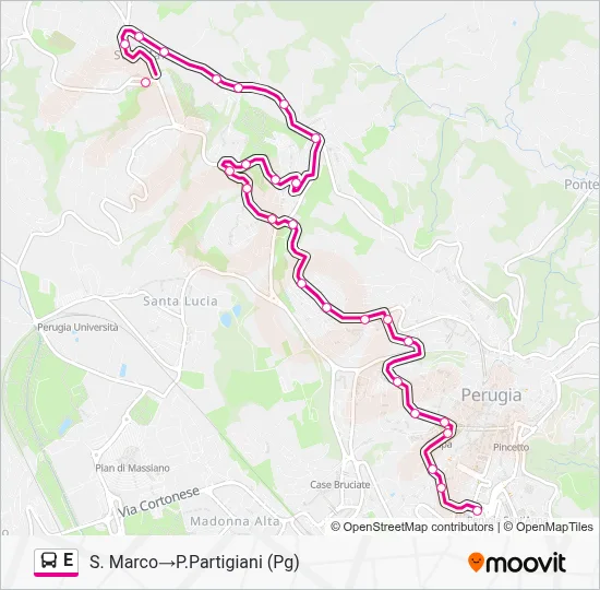 Percorso linea bus E