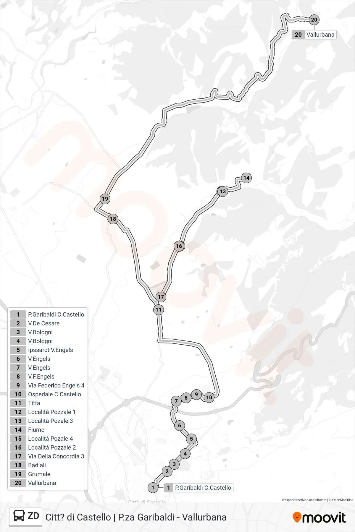 Linea ZD bus (P.Garibaldi C.Castello→Vallurbana) - Percorsi e fermate sulla mappa