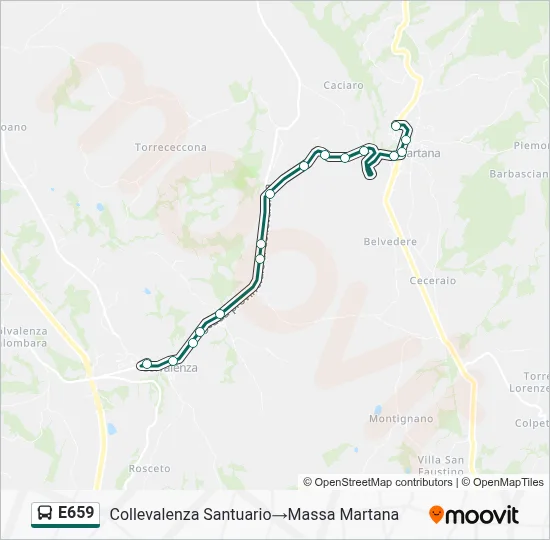 Percorso linea bus E659