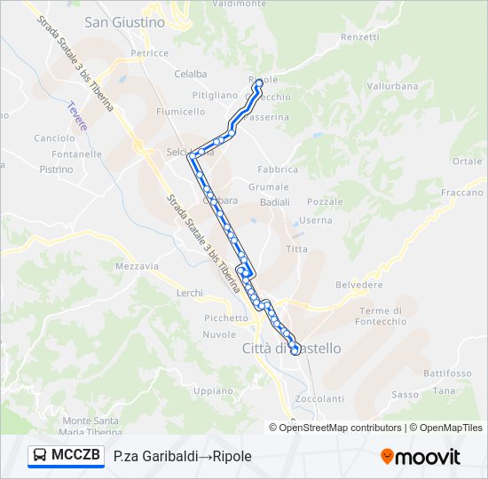 Percorso linea bus MCCZB