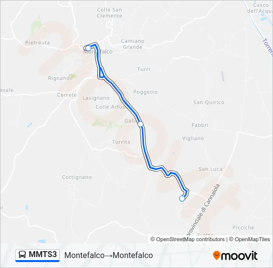 Percorso linea bus MMTS3