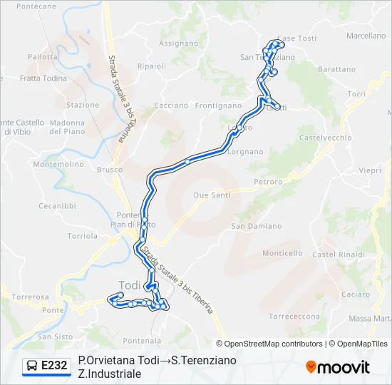 E232 Bus Line Map