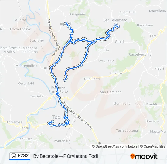 E232 Bus Line Map