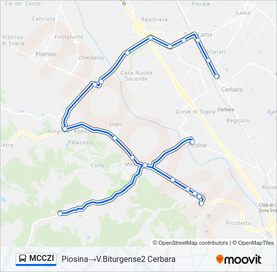 MCCZI Bus Line Map