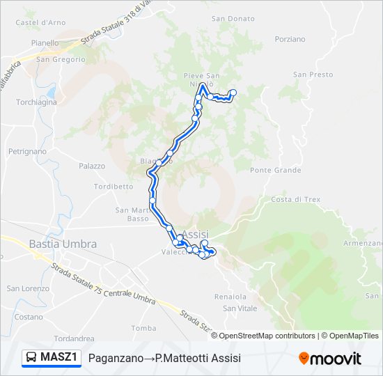 Percorso linea bus MASZ1