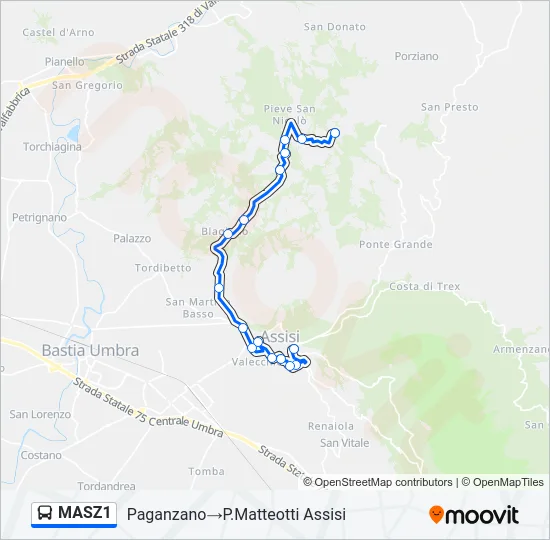 MASZ1 Bus Line Map
