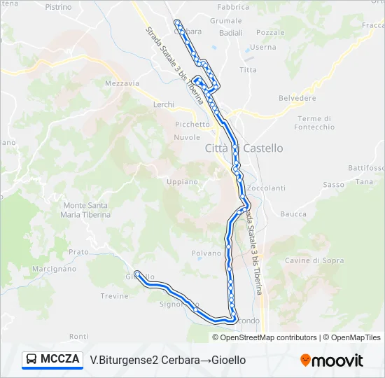 MCCZA Bus Line Map