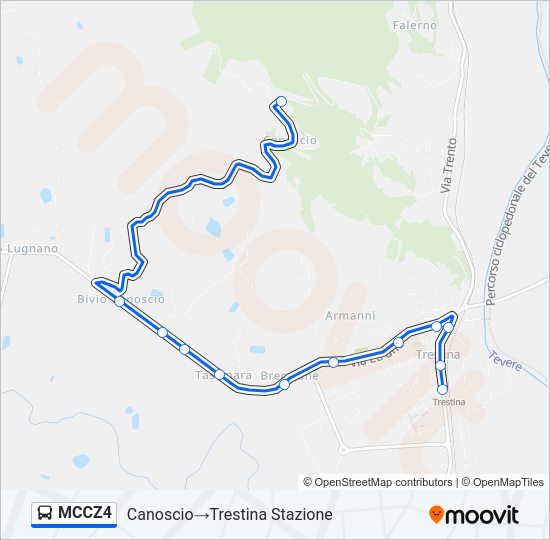 Percorso linea bus MCCZ4