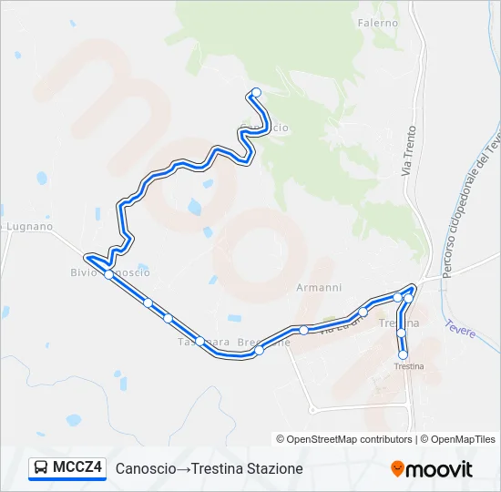 Percorso linea bus MCCZ4