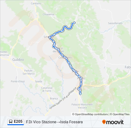 Percorso linea bus E205